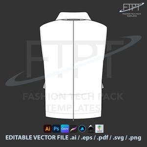 Utility Vest Tech Pack Template: Editable Fashion CAD (digital Download ...