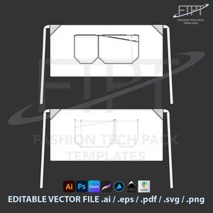 Plantilla CAD delantal barista 3 bolsillos uniforme de restaurante archivo digital