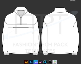 Quarter Zip Anorak CAD Vorlage Fashion Tech Pack digitaler Download