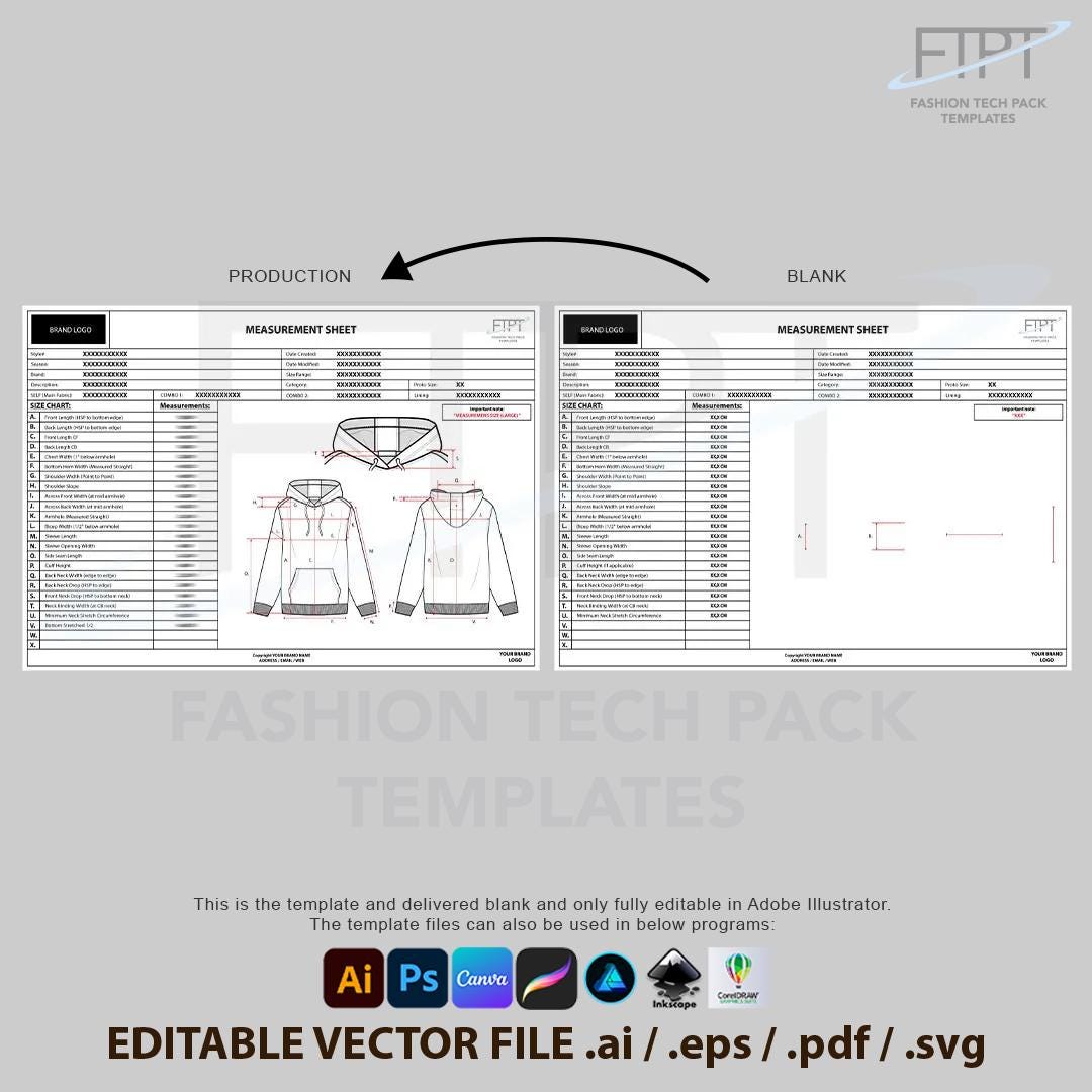 Tech Pack Template: Editable PDF for Apparel Design - Etsy