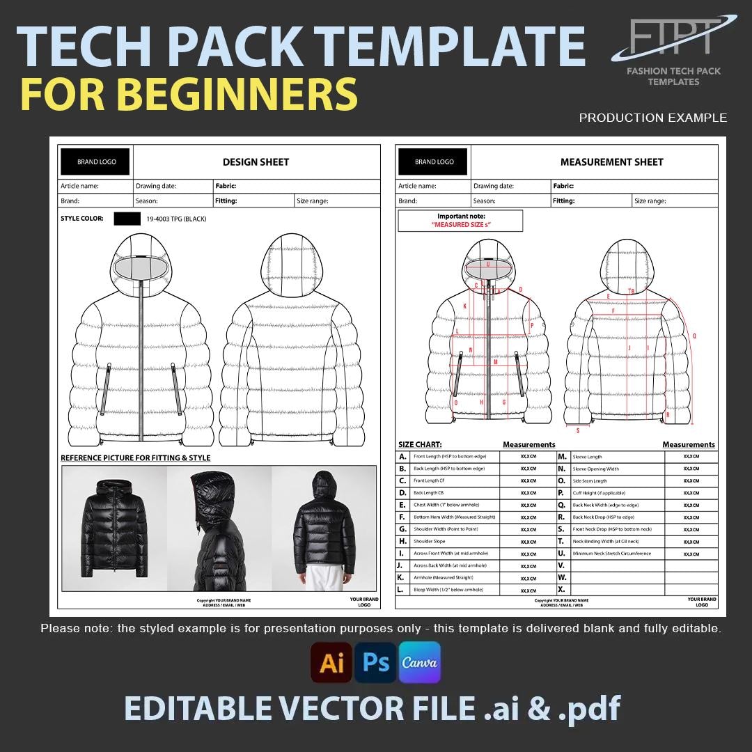 Clothing Kit.pdf Beginner Clothing Tech Pack Template | Simple Editable AI + Canva Spec ...