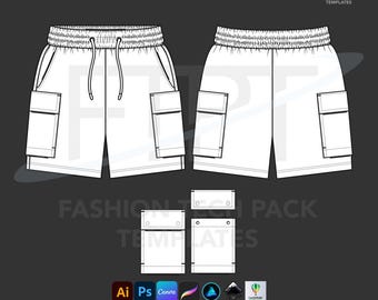 Menswear Shorts Tech Pack: Vector CAD Template (Digital Download)