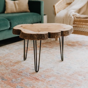Handmade Live Edge Maple Coffee Table: Rustic Modern Wood & Metal