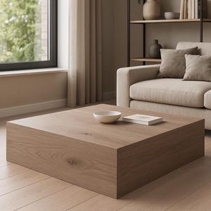 Holzwürfeltisch – Niedriger Würfel-Beistelltisch – Quadratische oder rechteckige Form – Schwarzer oder weißer Marmor, Weiß, Grün, Beige, Grau, Holzmuster-Oberseite