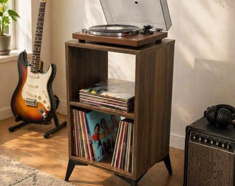 Stojak na gramofon, drewniane pudełko do przechowywania płyt winylowych, półka na gramofon