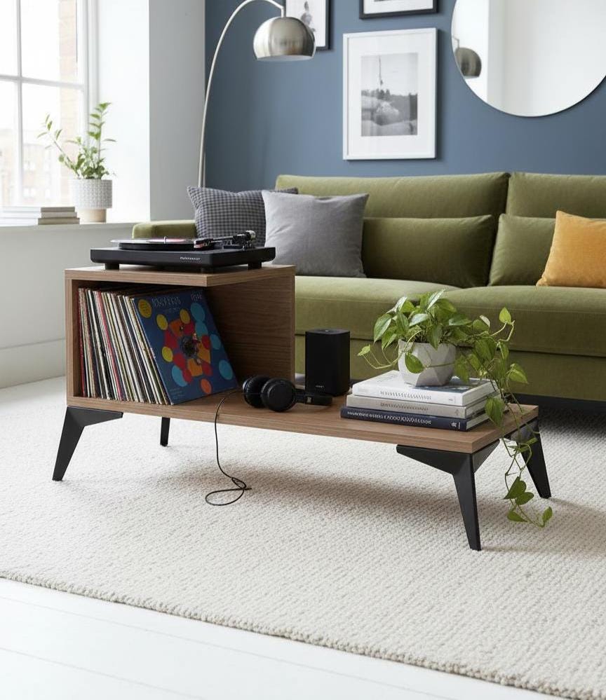 Meubles de rangement pour disques vinyles, Rangement pour disques sur support pour platine vinyle, Meuble audio en bois