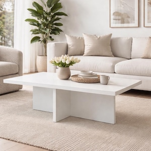 Rectangular Coffee Table, Japandi Style, Minimal Modern Living Room Piece