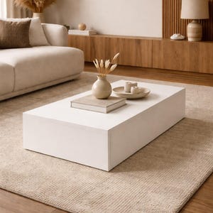 Cube Coffee Table – Low Wooden Design – Square or Rectangular Shape – Black or White Marble, White, Green, Beige, Grey, Wood Pattern Top