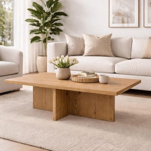 Scandinavian Coffee Table, Square with Wooden Surface, Minimalist Home Accent