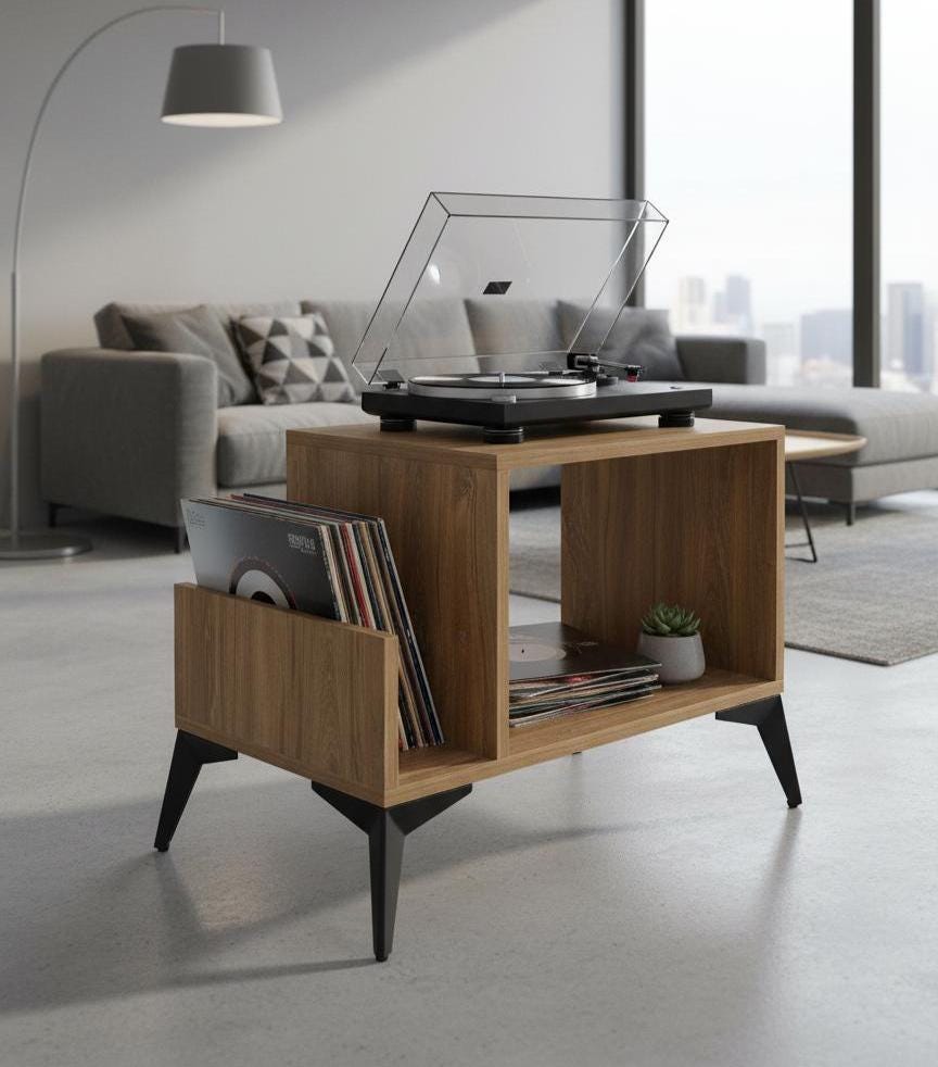 Meubles de rangement pour disques vinyles, Rangement pour disques sur support pour platine vinyle, Meuble audio en bois