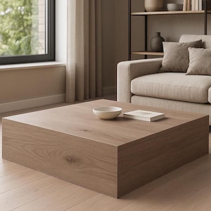 Stolik kawowy Cube – niski, drewniany – kwadratowy lub prostokątny kształt – czarny lub biały marmur, biały, zielony, beżowy, szary, blat z wzorem drewna