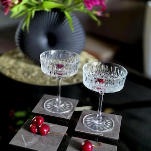 Marble Look Coasters – Modern Square Stone Drink Coasters – Set of 4 – Handmade Home Coffee Dining Table Decor