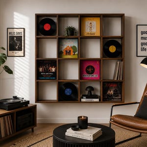 Förvaringshylla för vinylskivor | Modulär kubhylla | LP-skivdisplay | Modern skivorganisatör