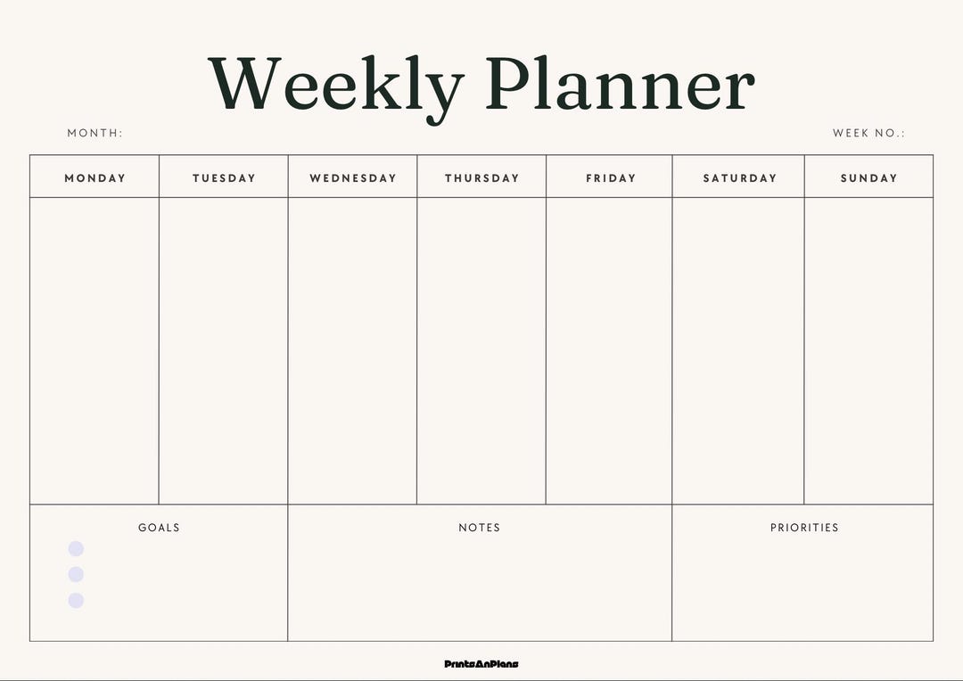 Minimalist Weekly Planner – A4 PDF Printable Download - Etsy