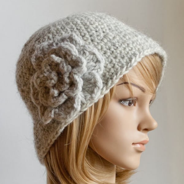 CROCHET PATTERN instant download - Classy Calista Cloche - grey beautiful pretty gray hat cap tutorial PDF