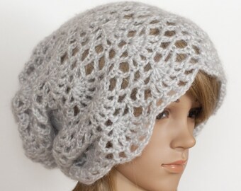 CROCHET PATTERN instant download - Adorable Adeleide Hat - gray grey lace pretty cute beanie