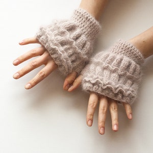 CROCHET PATTERN instant download - Candy Mandy Gloves - powder pink ruffled cool modern hand warmers tutorial PDF