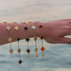 Luxury Clover Bracelet | Clover Bracelet – 925 Silver 18k Gold Plated | Waterproof! Non-staining - Nickel-free | Four-leaf clover
