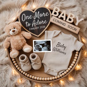 One More to Adore Pregnancy Announcement: Editable Social Media Template (Digital Download