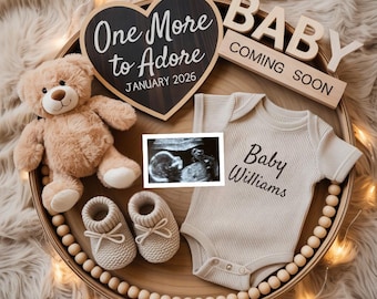 One More to Adore Pregnancy Announcement: Editable Social Media Template (Digital Download