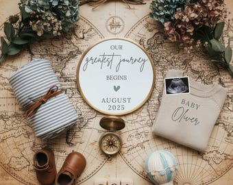 Travel Theme Pregnancy Announcement Template | Editable Baby Reveal (Digital Download)