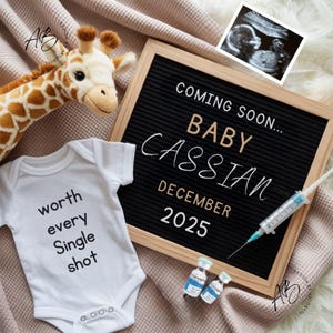 IVF Pregnancy Announcement Digital – Editable Baby Reveal Template – Gender Neutral – Love & Science – The Little Embryo That Could