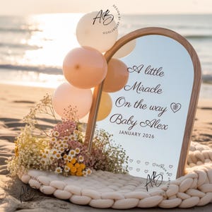 Beach Pregnancy Announcement Template, Mirror Baby Reveal, Sea Theme Pregnancy Reveal, Neutral Baby Announcement Ideas