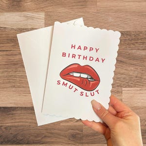 Tarjeta de cumpleaños de SMUT SLUT - Tarjeta de felicitación de libro obsceno, tarjeta de libro picante, tarjeta de lector obsceno