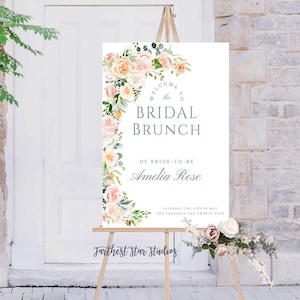 Bridal Brunch welcome Sign White Floral, Bridal Brunch Sign floral, Shower welcome sign template, Shower Welcome Sign Template Floral