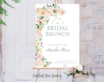 Bridal Brunch welcome Sign White Floral, Bridal Brunch Sign floral, Shower welcome sign template, Shower Welcome Sign Template Floral