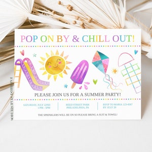 Playground Summer invitation, Summer party invite, Neighborhood party Invite, Play date Invitation, End of School Party, Pool Party invite