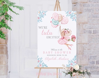 Pastel TuTu Excited Ballet Baby Shower Welcome, Instant Download - DIY Fairytale Welcome sign, Pastel ballet Baby shower, Pastel party decor