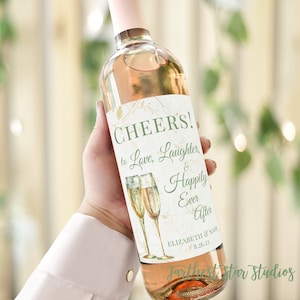 Printable Cheers! Love, Laughter & Happily Ever After Sage Wine Label OR TAG - Instant Download thank youfavor - DIY Fairytale Wedding