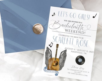 Nashville Bachelorette Party Invitation with Itinerary, Country Bachelorette Invite, girl's weekend, Nashville invite, Nashville itinerary