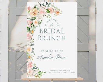 Boho Floral Bridal brunch Welcome Sign - Summer Bridal Brunch Sign, large wedding sign, Bridal Brunch sign, Digital Download