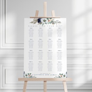 NAVY FLORAL Seating Chart - Instant Download - wedding - spring event