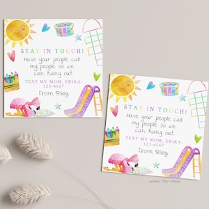 Playground Playdate cards, Summer play date card, Printable End of School Tags for Kids, Play Date Business Card, Stay in Touch Contact Card