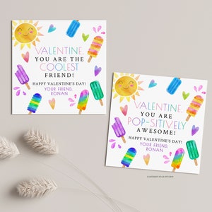 Popsicle Valentine, Valentine exchange cards, Student Valentines, preschool valentines, Valentine Card Set, classmate valentines, class card