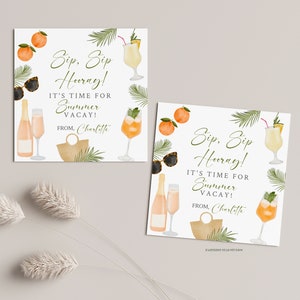Sip Sip Hooray Summer Teacher Appreciation tags or sticker, End of year teacher gifts, teacher appreciation printable tag, wine teacher gift