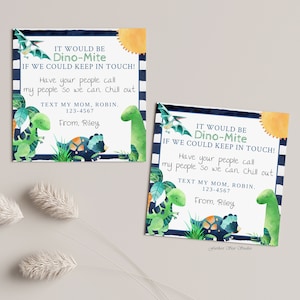 Dinosaur Playdate cards,  Summer play date card, Printable End of School Tags for Kids,  Play Date Business Card, Keep in Touch Contact Card