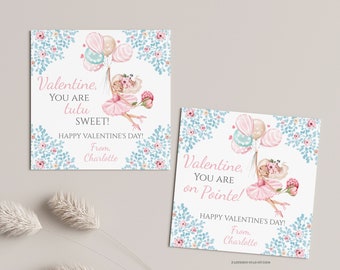 Ballet Valentine, Valentine exchange cards, Student Valentines, Valentine for kid class, Valentine Card Set, classmate valentines,