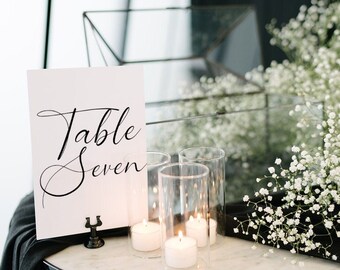Modern Minimalist Calligraphy Table Number, Minimalist wedding decor, Calligraphy Place cards, Calligraphy Table Decor, Digital Download