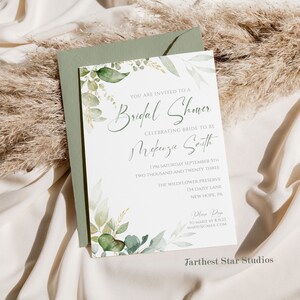 Eucalyptus and Gold Bridal Shower Invitation, Fall Bridal shower Eucalyptus Invitation, Printable Eucalyptus Gold Shower Invitation