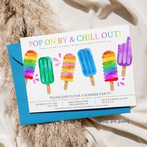 Popsicle Summer invitation, Summer party Digital Download, Neighborhood party Invite, Birthday Party Invitation, End of School Party
