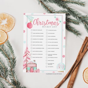 Christmas Bucket list, Christmas bucket list printable, Bucket list template, winter bucket list, Holiday bucket list, kid winter activity