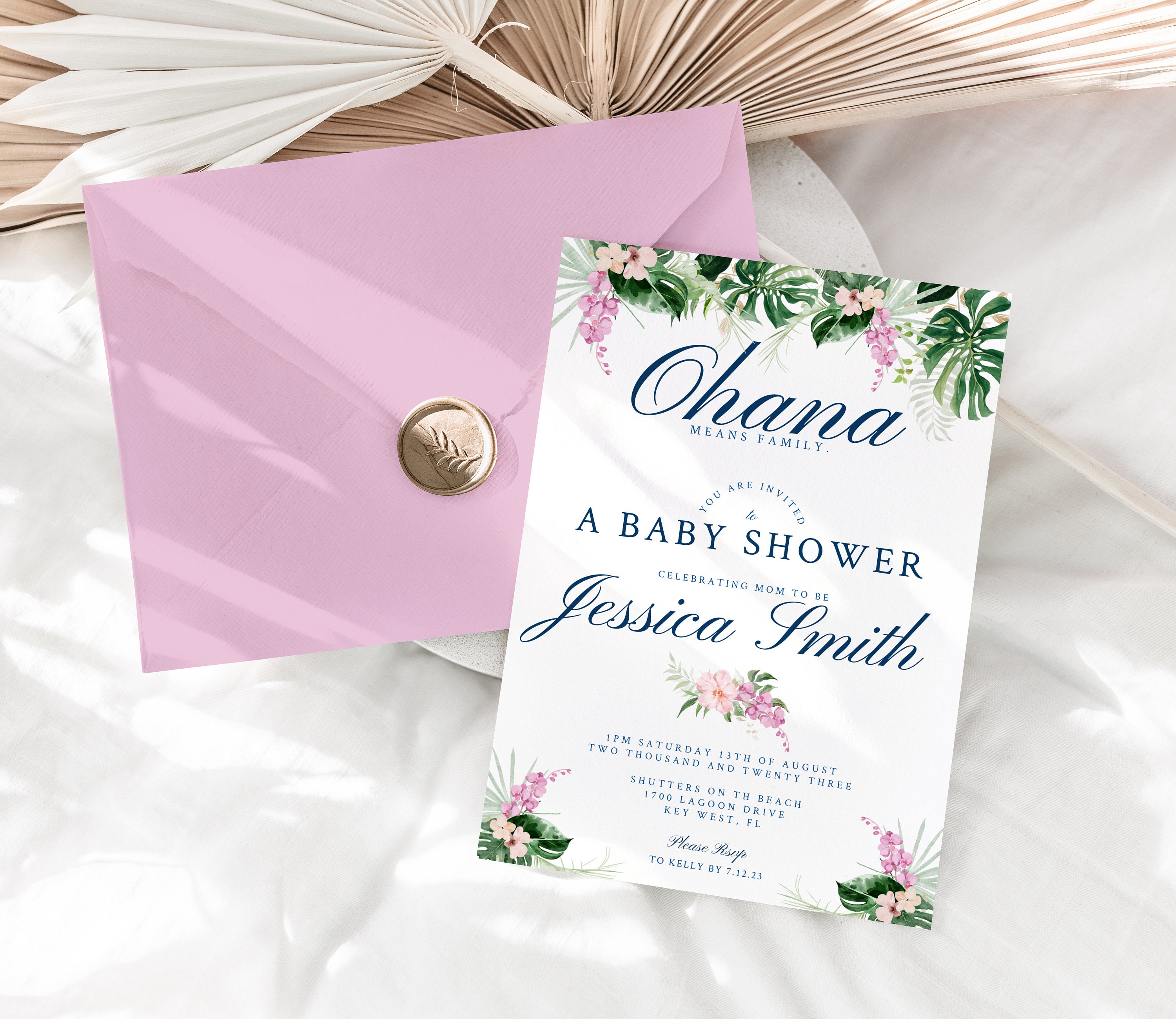 Ohana Baby Shower Invitation - Tropical Shower - Ohana Means