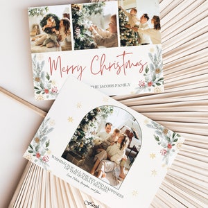 Photo christmas card template, 3 photo christmas card template, christmas card template photo, christmas card template canva, christmas evit image 3