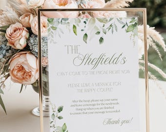 Audio guestbook sign, audio guestbook template, Printable Voicemail Audio Guestbook Sign, Audio Booth Sign, Phone Message Guest Book Sign