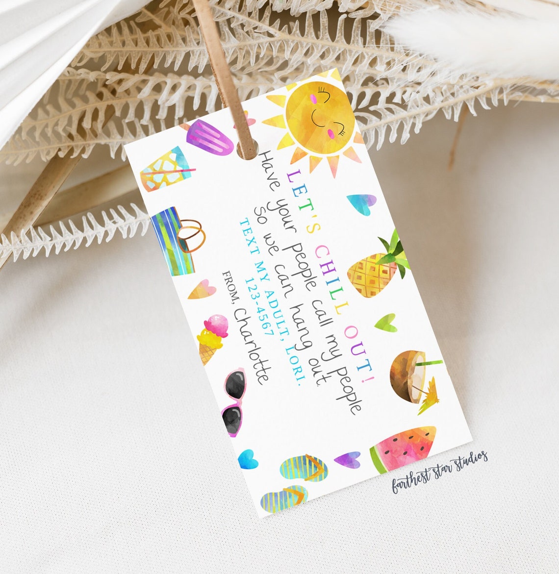 Summer Playdate Cards, Summer Play Date Card, Printable End of School ...