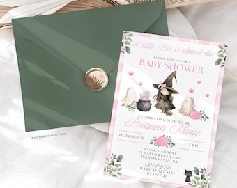 A little Boo is Almost Due Shower Invitation, Coquette Halloween Baby Shower Invite, Pink Pumpkin Shower Invite, Fall Shower invitation